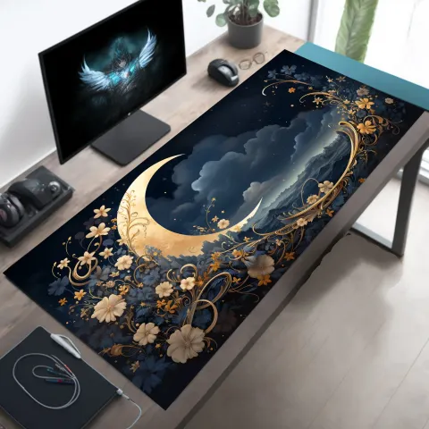 Crescent Moon and Wildflower Desk Mat, photograph 2