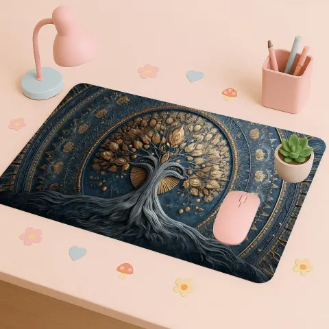 Celestial Tree of Gold and Blue Desk Mat, photograph 2