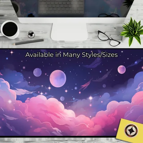 Pastel Pink and Purple Space Desk Mat