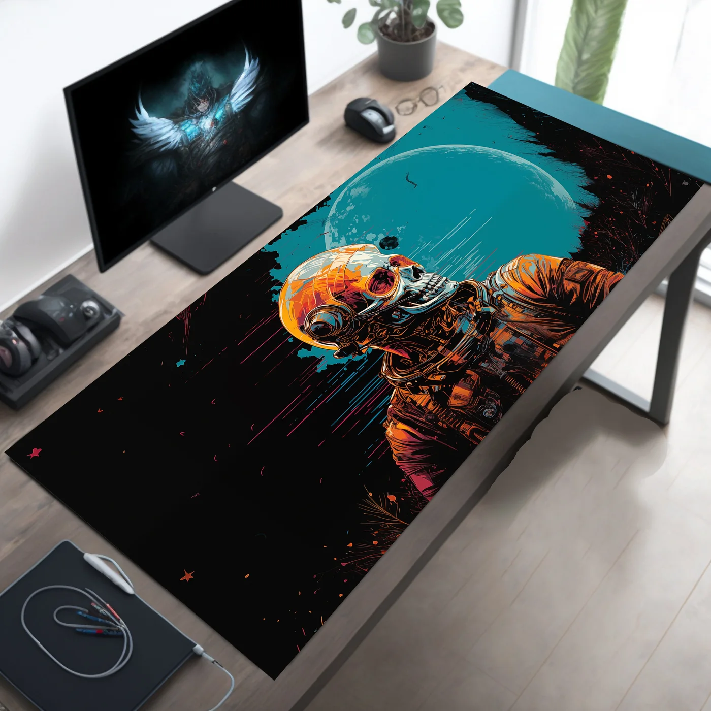 Skeleton Astronaut Desk Mat