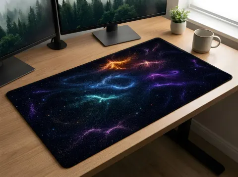 Cosmic Nebula Swirls Desk Mat, photograph 3