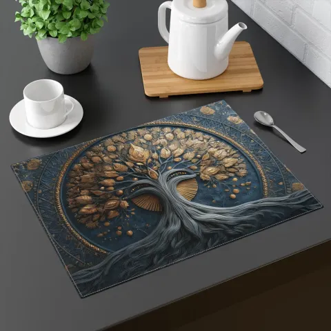 Celestial Tree of Gold and Blue Placemat, photograph 2