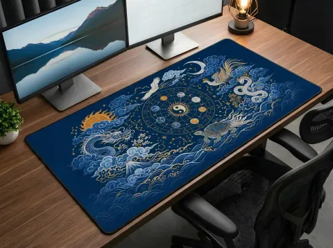 Yin Yang Celestial Zodiac Desk Mat
