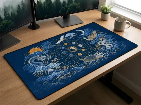 Yin Yang Celestial Zodiac Desk Mat, photograph 3