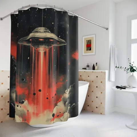 Cosmic UFO Shower Curtain