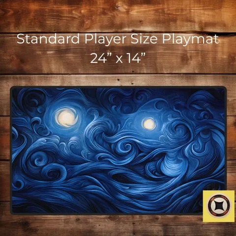 Celestial Swirl Blue Night Desk Mat, photograph 2