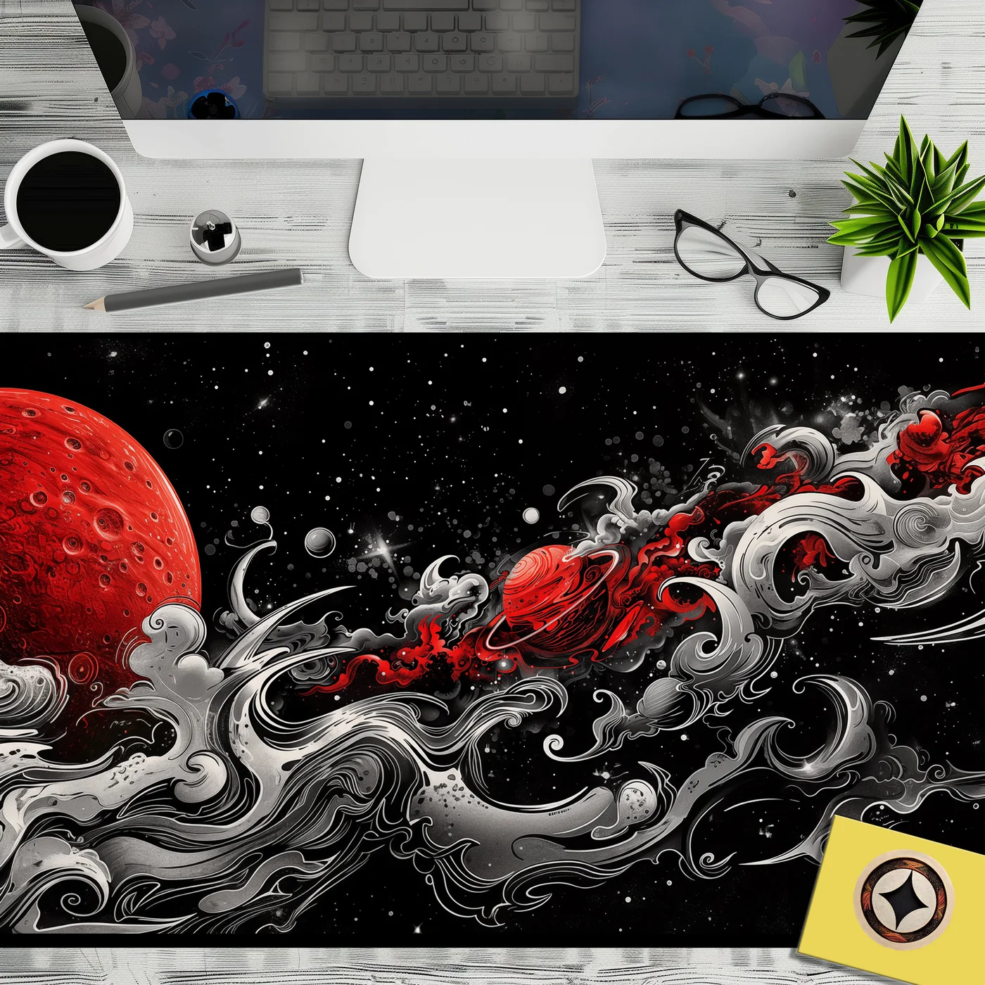 Red and Black Deep Space Desk Mat