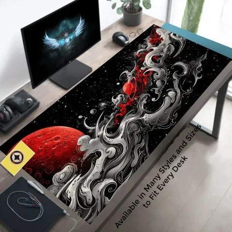 Red and Black Deep Space Desk Mat, photograph 2