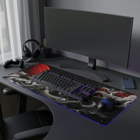 Red and Black Deep Space Desk Mat, photograph 3
