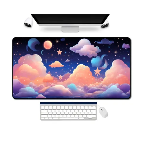 Pink Starry Sky and Clouds Desk Mat, photograph 3