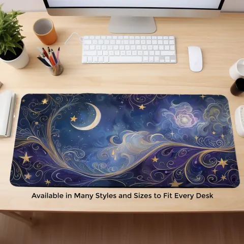 Pastel Moon and Stars Desk Mat, photograph 2