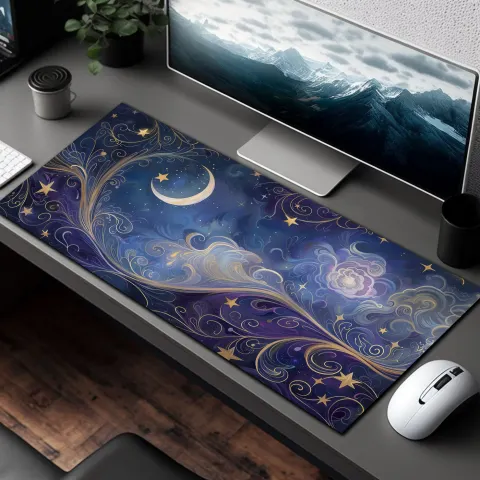 Pastel Moon and Stars Desk Mat, photograph 3