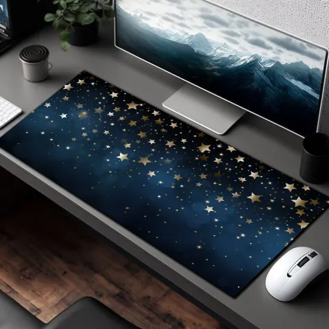 Blue Night Starry Sky Desk Mat, photograph 2
