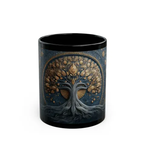Celestial Tree of Gold and Blue Coffee Mug, photograph 2