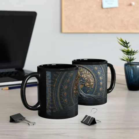 Celestial Tree of Gold and Blue Coffee Mug, photograph 3