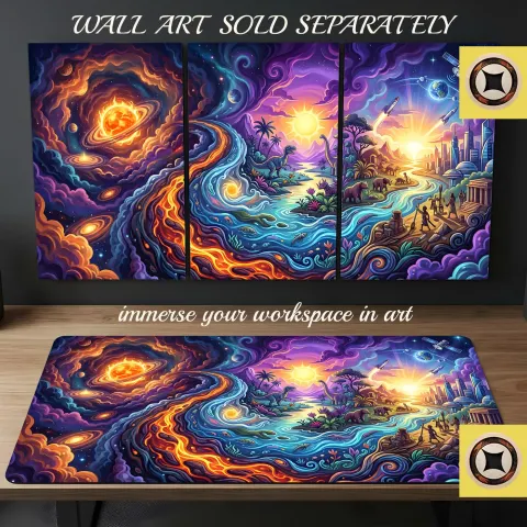 Evolution of Space and Time Desk Mat