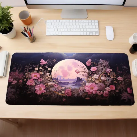 Pink Lunar Wildflower Desk Mat