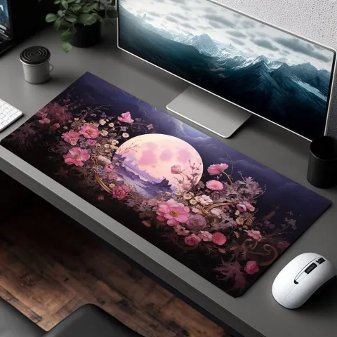 Pink Lunar Wildflower Desk Mat, photograph 2