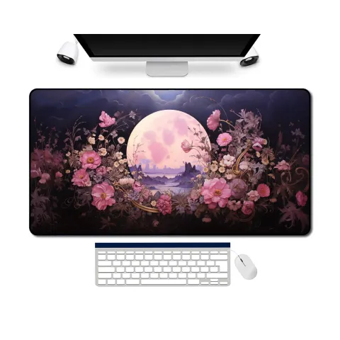 Pink Lunar Wildflower Desk Mat, photograph 3